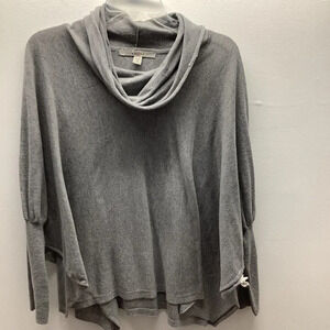 Fever Grey Knit Cowl Neck Tunic Faux Wrap Sweater Top Size Medium Preowned